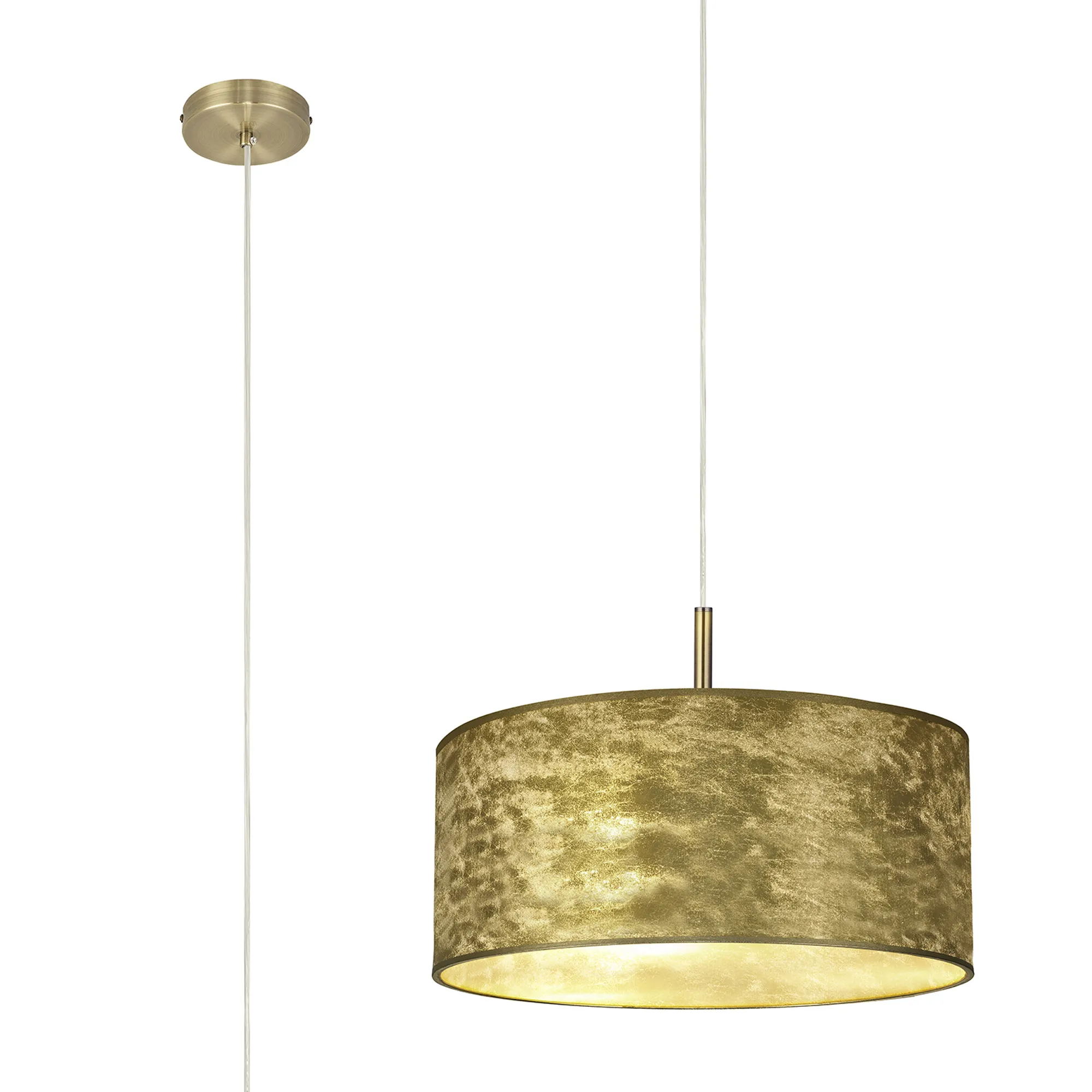DK0850  Baymont 50cm 5 Light Pendant Antique Brass, Gold Leaf